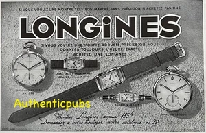 WERBUNG LONGINES TASCHENUHR PRÄZISIONSARMBAND UHRMACHER VON 1935 AD PUB - Bild 1 von 1