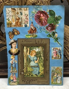 Viktorianisches Blatt mit vielen gestanzten Resten Kinder Blumen Fuller Ward Schmetterling + L13 - Bild 1 von 8