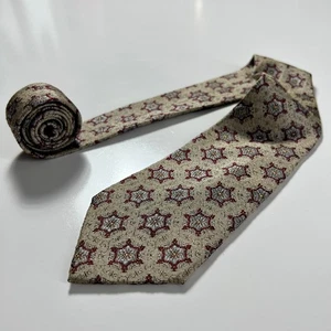 Chloe Men's Neck Tie Silver Red Blue Pure Silk Geometric Woven Designer Necktie - Picture 1 of 8