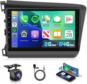 2G+64G Car Radio Stereo for Honda Civic 2012-2015 with Wireless CarPlay/Android - Picture 1 of 5