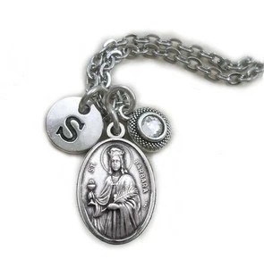 Saint Barbara Necklace, Patron Saint of Firefighters, Architects, Mathematicians - Picture 1 of 7