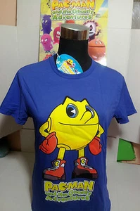 PAC-MAN T-SHIRT TG.12 ANNI BLU MAGLIETTA BANDAI AND GHOSTLY ADVENTURES ORIGINALE - Picture 1 of 1