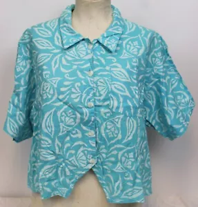 VTG 80s Lemon Clothing Co Shirt Collar Button Blue Tropical Beach Flower sz Lg - Picture 1 of 8
