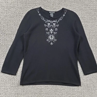 Suéter Daniel Bishop Mujer Mediano Negro 100% Cachemira Bordado Con Cuentas Foto 1 de 4