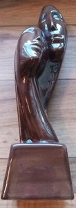 Vintage 1970s Mid Century Modern “Lovers” Ceramic Statue In Brown MCM 13in - Picture 1 of 7