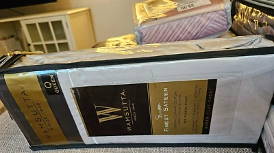 Sábana plana Wamsutta Finest Sateen 725 TC Count 100 % algodón Supima Queen plateada Foto 1 de 2