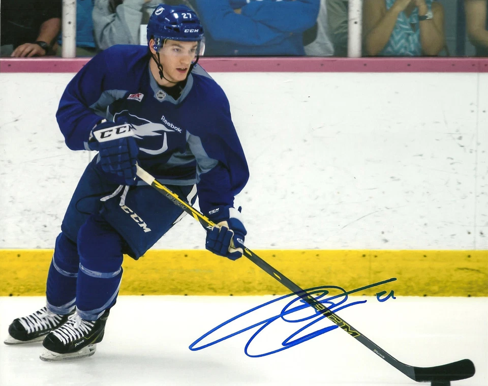 Foto firmada a mano por Jonathan Drouin 8x10 NHL Tampa Bay Lightning autógrafo hockey Foto 1 de 1
