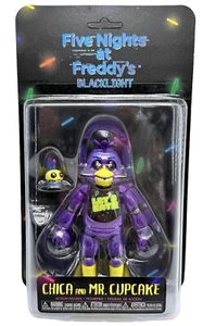 Five Nights At Freddys Blacklight Chica And Mr Cupcake Exclusive Unpunched New - Picture 1 of 22