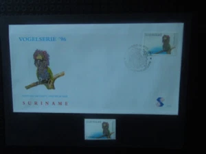 G980 SURINAME 1996 BIRD FAUNA ZONNELOEM 878 + E 191 FDC MNH - Picture 1 of 3