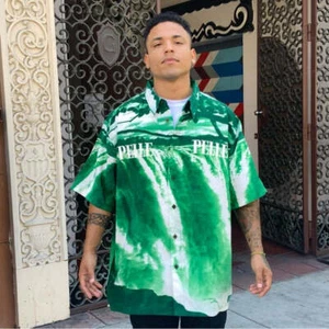 Camisa abotonada cascada verde pelle pelle para hombre nueva con etiquetas - Imagen 1 de 5