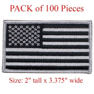 Parche Bandera Americana 100 Piezas - Gris/Negro, Estados Unidos, Estados Unidos 3-3/8" (Planchado) - Imagen 1 de 4