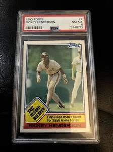 1983 Topps - Record Breaker #2 Rickey Henderson PSA NM-MT 8 - Foto 1 di 2