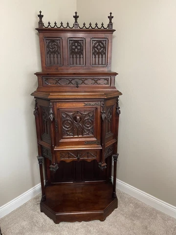 Antique Walnut Gothic Cabinet Cover