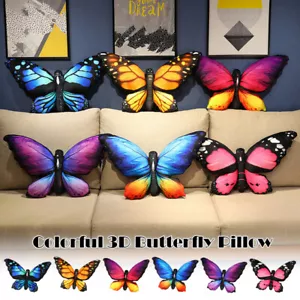 Colorful 3D Butterfly Pillow Animal Throw Pillows Print Accent Stuffed Cushion - Picture 1 of 18