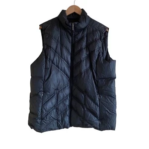Eddie Bauer Vest Woman XXL Black Premium Goose Down Puffer Zip Pockets Gorpcore - Picture 1 of 13