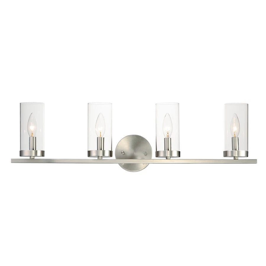 Tocador de baño Maxim Lighting Sentinel de 4 luces, níquel satinado/claro - 25258CLSN Foto 1 de 1
