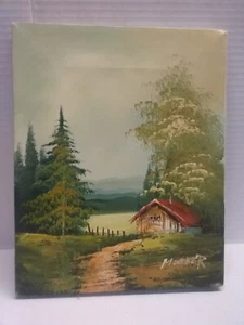 VINTAGE SOMMERHÜTTE ORIGINAL ÖLGEMÄLDE AUF LEINWAND SIGNIERT M.WEBER 8 X 10 ANCO BILT - Bild 1 von 24