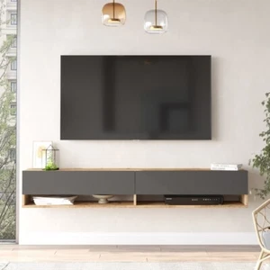 MODAL CASA Mobile porta tv sospeso moderno design 180xH30 rovere antracite Zara - Foto 1 di 5