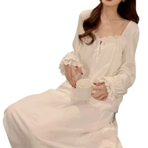 Costume da notte donna arricciacapelli pizzo Lolita costumi da notte pigiama pigiama biancheria da notte casa vittoriana - Foto 1 di 7