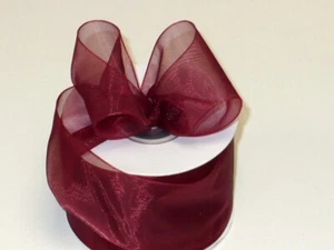 Burgundy sheer organza nylon edge, woven organza nylon edge 2'x25Y - Picture 1 of 2
