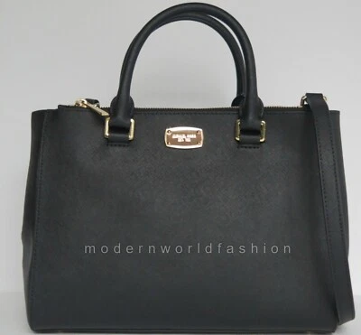 Michael Kors Kellen Medium Saffiano Leather Satchel Tote Bag Black - Image 1 of 4