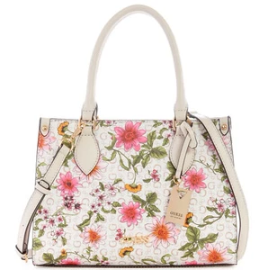 NEW GUESS Women's Pink Floral Print Charm Satchel Handbag Purse Crossbody - Picture 1 of 4