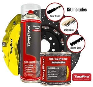 Kit de pintura para pinza de freno 240°C cepillo de pintura AMARILLO + limpiador de frenos + cepillo de alambre - Imagen 1 de 5