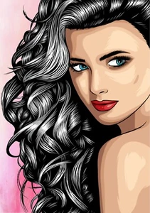 Modern print of female with textured pink background - Picture 1 of 1