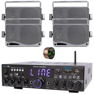Pyle Bluetooth Multi-Channel Home Audio Receiver, 4x 3.5" 200W Max Speakers - Picture 1 of 4
