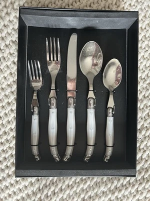Laguiole Connoisseur Flatware 20 Piece Set Stainless Steel Flatware Set in Pearl - Image 1 of 4