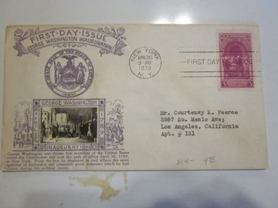 US COVER 1939 INAUGURATION PRESS FDC SCOTT 857 CROSBY INAUGURATION DAY CACHET - Image 1 of 3