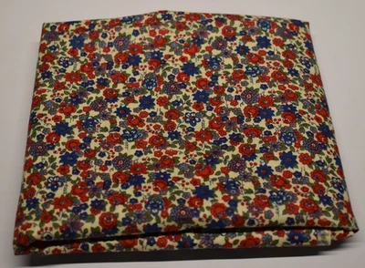 vintage retro concord fabrics 1 YARD + red blue cream olive floral - Image 1 of 4