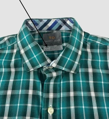 Camisa de vestir Thomas Dean para niños adolescentes XL 18-20 verde a cuadros manga larga con botones Foto 1 de 4