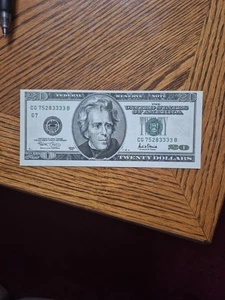 2001 Uncirculated 20$ *Misaligned * 3333 Serial Number - Picture 1 of 4
