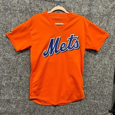 Camiseta Majestic masculina pequena laranja Mets jogo de beisebol manga curta respirável - Imagem 1 de 4