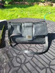 Etienne Aigner Genuine Leather Shoulder Bag Vintage Black Adjustable Strap - Picture 1 of 17