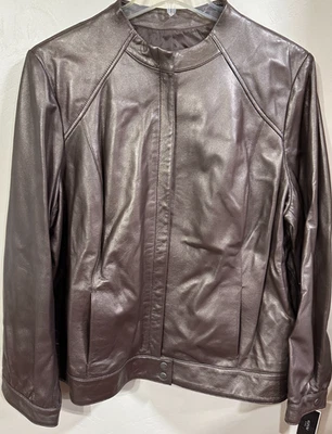 Alfani Woman NWT Leather Jacket 3X Copper Soft Smooth Sexy EUC Orig MSRP $299.00 - Image 1 of 4