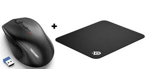 TECKNET 2.5G WIRELESS OPTICAL MOUSE + STEELSERIES QcK GAMING MOUSE MAT PAD - NEW - Picture 1 of 3