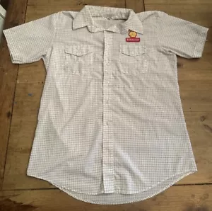 Vintage Shell Gas Öl Auto Care Unitog Knopfleiste Arbeitshemd LG 16-16.5 EUC - Bild 1 von 5