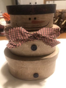 Nesting Boxes Snowman Christmas/Winter Decor Primitive Country Rustic Handmade - Picture 1 of 7