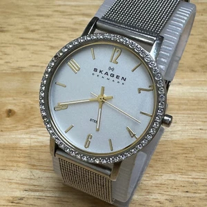 Skagen Denmark Quartz Watch 92SGS Unisex Silver Rhinestone Mesh Band New Battery - Picture 1 of 6