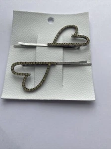 Free People Rhinestone Heart Shaped Women's Hair Clips RRP £15 - Picture 1 of 8