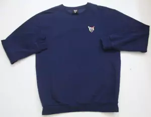Medium Pari Blue Crewneck Sweatshirt Long Sleeve Solid Mans Cotton Poly WS394 - Picture 1 of 6