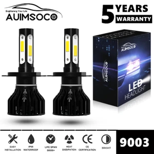 9003 H4 LED Headlight Bulbs Kit 10000W 1000000LM Hi/Lo Beam Super Bright White - Picture 1 of 12