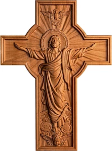 Jesus Crucifix Wall Cross Handmade Wooden Cross for Wall Decor for Home Room Chr - Picture 1 of 8