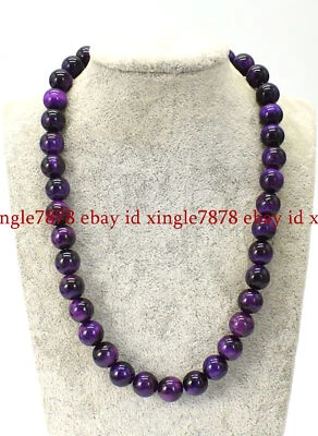 Colar de contas de pedra preciosa redonda olho de tigre multicolorido natural 6/8/10/12/14 mm 20"  - Imagem 1 de 4