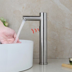 Brushed Nickel Bathroom Automatic Sensor Faucet Mixer Hands Free Touchless Tap - Picture 1 of 7