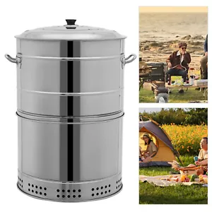 Large Portable Charcoal Grills, Stainless Steel BBQ Grill Barrel, Barbecue Grill - Picture 1 of 19