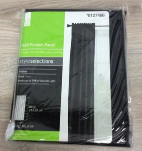 STYLE SELECTIONS ROD POCKET PANEL WALKER BLACK B122 - Picture 1 of 4