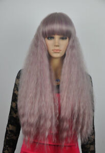 Fashion Long Purple Fluffy Small Wavy Women's Lady's Cosplay Hair Wig Wigs + Cap